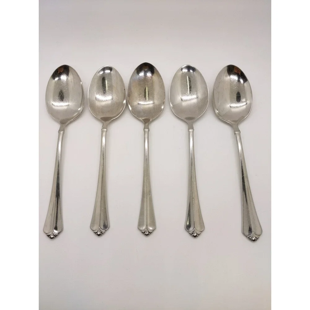 Oneida Juilliard Tablespoons Set of 5 Silver Stainless Steel Flatware 7.25 Cubed